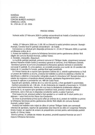 Proces verbal sedinta 27 februarie 2026