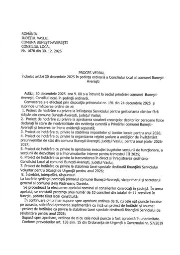 Proces verbal sedinta CL 30 12 2025