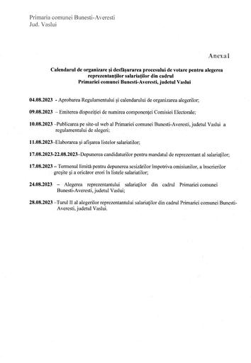 Calendar de organizare si desfasurare proces de vot