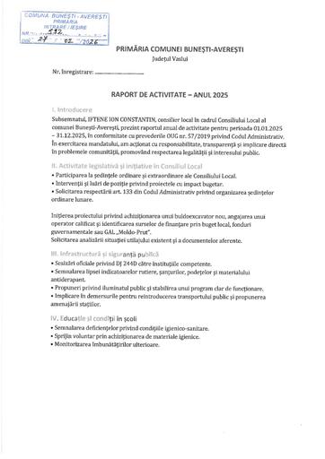 Raport de activitate anul 2025 Iftene ion Constantin