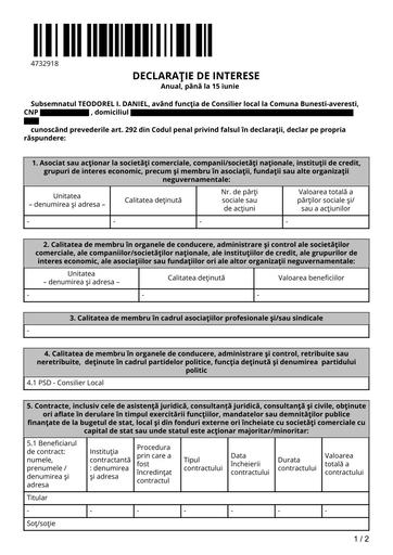 TEODOREL DANIEL   Declaratie de interese