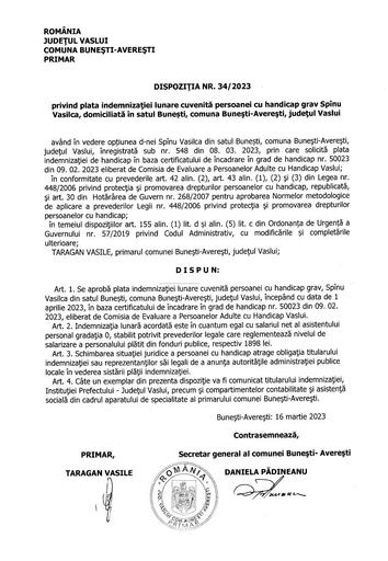 Dispozitia nr 34 2023