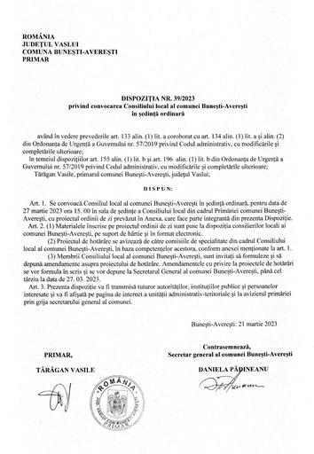 Dispozitia nr 39 2023