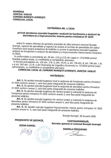 Hotararea nr 1 2026