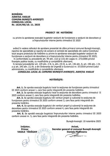 PROIECT EXECUTIE BUGET