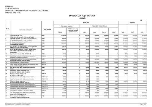 Buget initial 2025