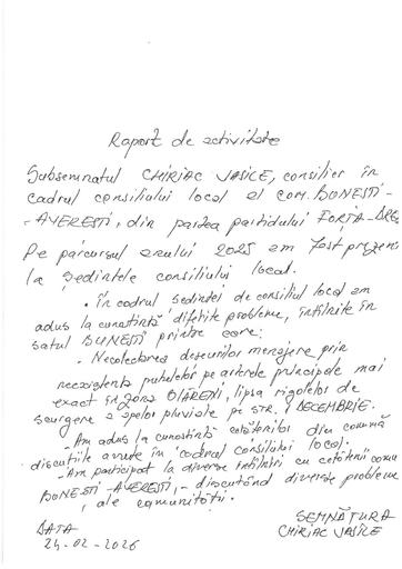 Raport de activitate anul 2025 Chiriac Vasile