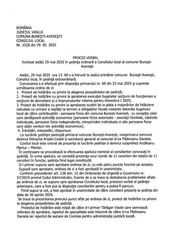 Proces verbal 29 mai 2025