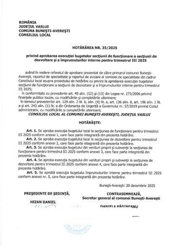 Hotararea nr 35 2025