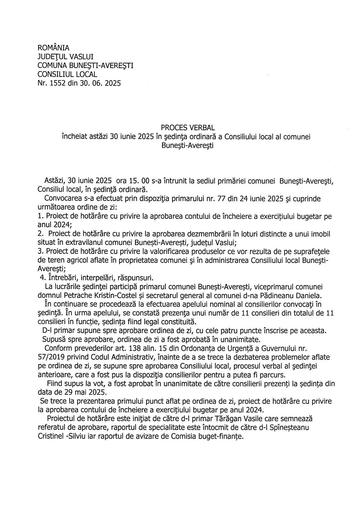 Proces verbal sedinta 30 iunie 2025
