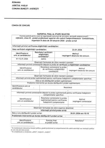 Rezultat final selectie dosare