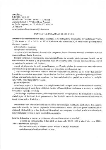 Continut dosar consilier achizitii publice