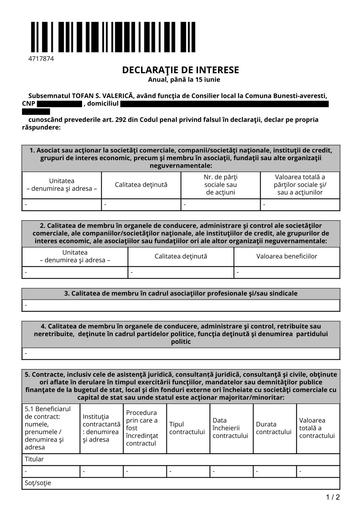TOFAN VALERICA   Declaratie de interese
