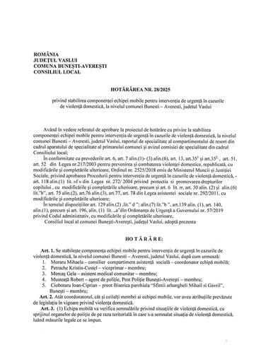 Hotararea nr 28 2025