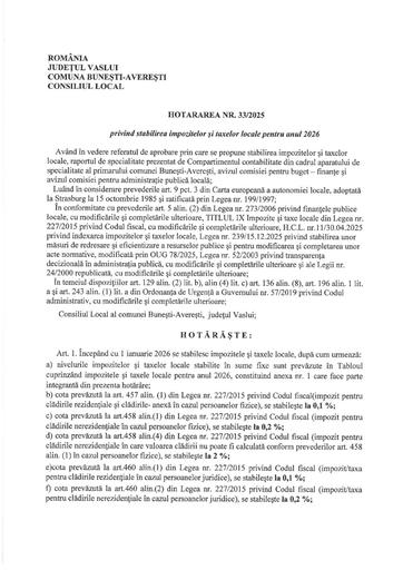 Hotararea nr 33 2025