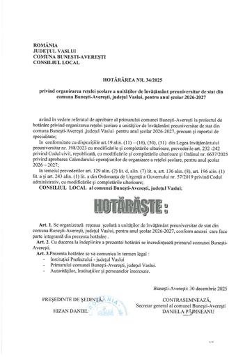 Hotararea nr 34 2025